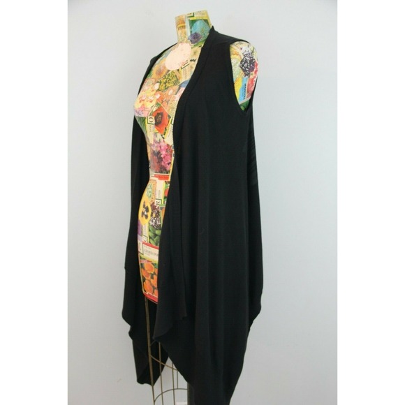 People's Liberation Sweaters - People's Liberation Black Open Cardigan Duster Shawl Sleeveless Sweater XS Vest